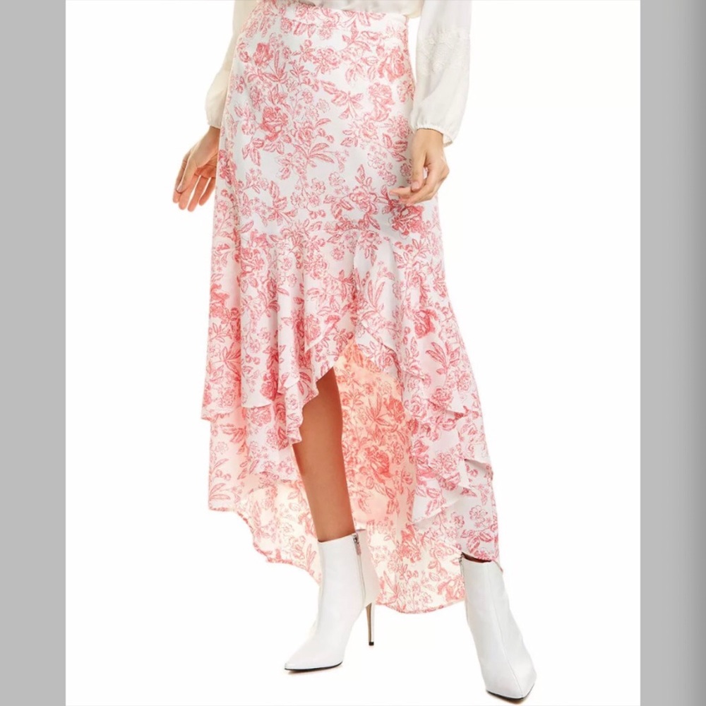 1.STATE PORCELAIN FLORAL HIGH-LOW MIDI SKIRT #Cybermondaysale